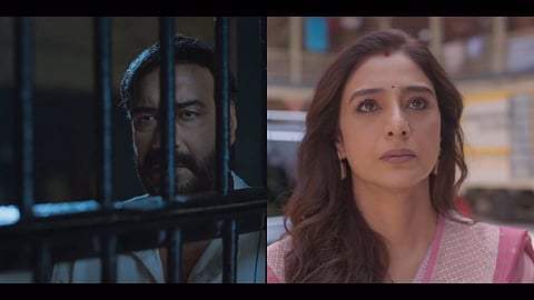 Ajay Devgn (left) and Tabu in the trailer.