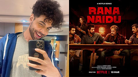 Abhishek Banerjee (left) and a poster from Rana Naidu