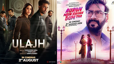 A poster from Ulajh (left) and a poster from Auron Mein Kahan Dum Tha