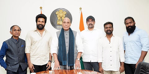 Defence Minister Rajnath Singh congratulates the team behind Amaran