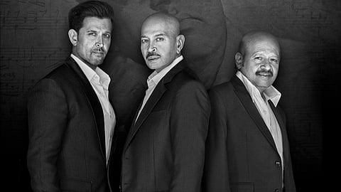 Hrithik Roshan (L), Rakesh Roshan (M) and Rajesh Roshan (R) in the poster of the series