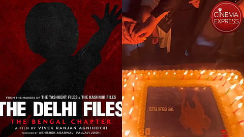 A poster from The Delhi Files (left) and a screenshot of the reel showing the wrap-up party