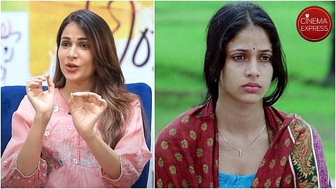 Lavanya Konidela Tripathi (L) and a still from Hanu Raghavapudi's Andala Rakshasi (R)