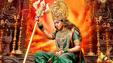 Nayanthara is divine yet disturbed in the first look poster of Mookuthi Amman 2
