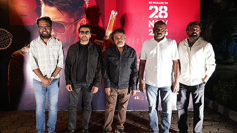 Suriya and Lingusamy during the special screening of Anjaan