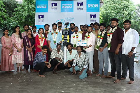 The pooja still of the film's crew featuring Kumaran Thangarajan