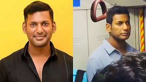 Vishal takes Metro train in Kolkata amidst Purushan shoot