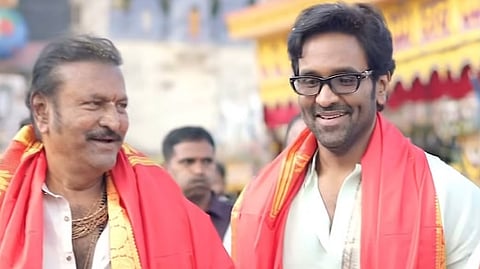 Vishnu Manchu and father Mohan Babu seek blessings at Tirumala