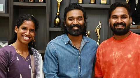 Dhanush meets with Asian Games medallist Vithya Ramraj