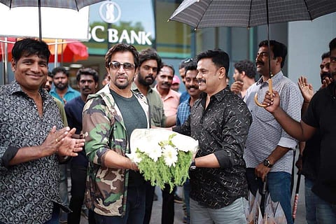 Arjun joins the sets of Dileep's upcoming film, Jack Daniel