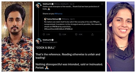 Siddharth clarifies about on tweet on Saina Naiwal: Nothing disrespectful was intended
