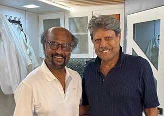 Legendary cricketer Kapil Dev meets Rajinikanth 