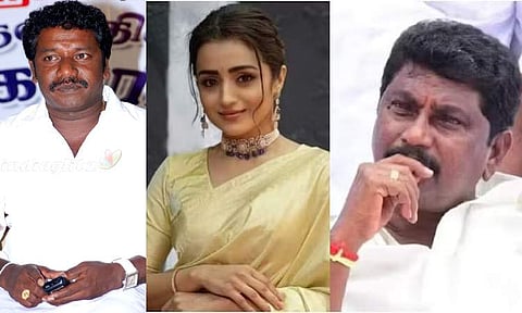Nadigar Sangam condemns politician AV Raju's derogatory remarks against Trisha and Karunas