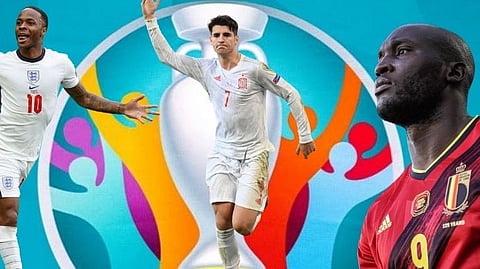 (L-R) Raheem Sterling (England), Alvaro Morata (Spain) and Romelu Lukaku (Belgium) are in stellar form in EURO 2020