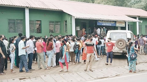 Crowds of people taking the second dose of vaccination in Sankval
