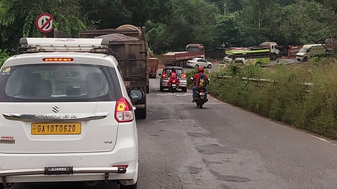 Traffic jam in Karmalghat due to mineral transportation