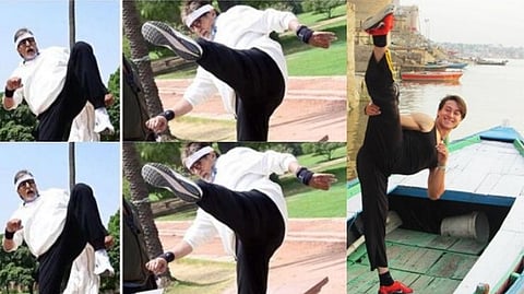 Tiger Shroff is overwhelmed as Amitabh Bachchan tries to imitate his high kick 