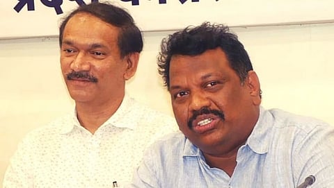 Goa Congress President Girish Chodankar hands over his charge to Amit Patkar in presence of AICC Goa Observer