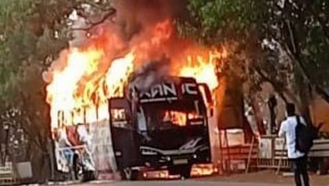bus fire in Panaji Ponda route 