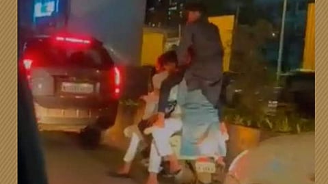 six people spotted riding one scooter in mumbai viral video