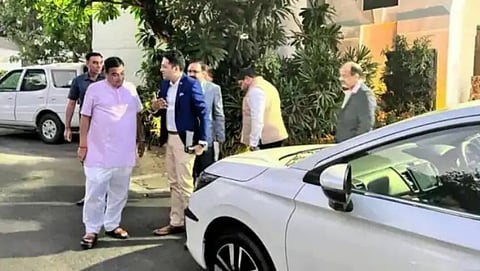 nitin gadkari takes a look at the honda city e hev hybrid 