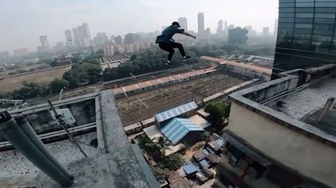 mumbai rooftop jump video went viral online see how netizens reacts