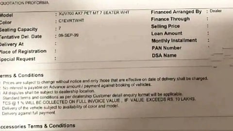 Mahindra Car Booking Slip 
