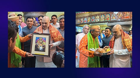Amit Shah offering prayers at Shree Nagesh Temple 