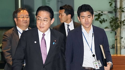 Japan PM Fumio Kishida with son Shotara Kishida 