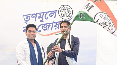 Bayron Biswas with TMC leader Abhishek Banerjee.

