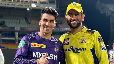 Rahmanullah Gurbaz and MS Dhoni 