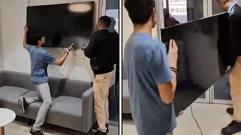 The father and son took away the TV for non-return of the fee from Byju's office