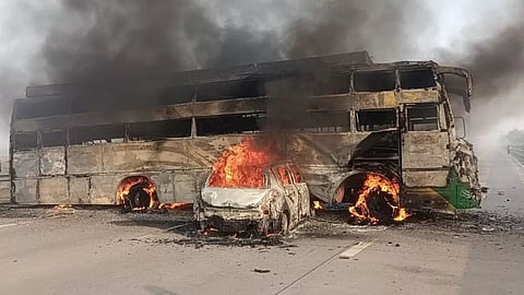 Yamuna Expressway in Mathura, Car Rammed Into Bus