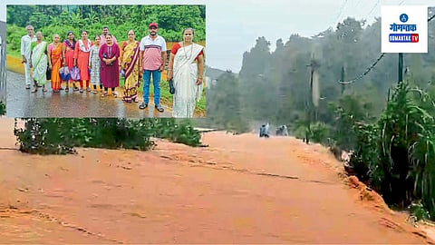 Mapusa Chandel Road: कासारवर्णेत मुख्य रस्त्यावर पावसाचे पाणी
