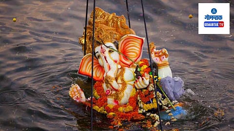 POP Ganesh Idol Use: गोवा राज्य प्रदूषण नियंत्रण मंडळाकडून करंझाळे समुद्र किनाऱ्यावर तरंगणाऱ्या मूर्तींची चाचणी