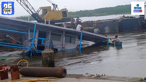 Submerged at Chorao Island Ferryboat Toed Out after 11 days