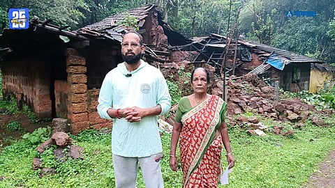 woman house collapse struggle