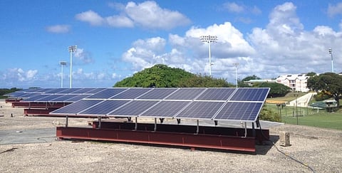 Solar power at the University of the West Indies campus, Barbados 
Credit: Tom Rogers, author provided