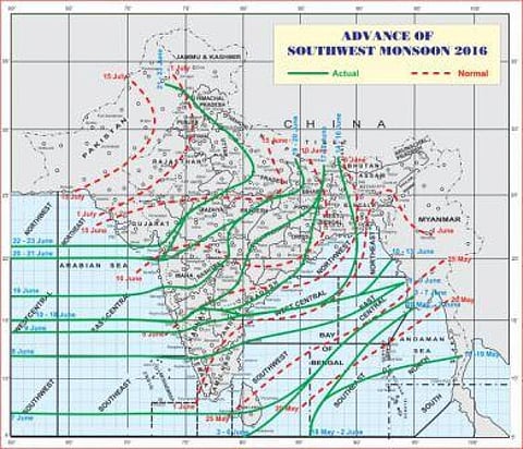 Map shows the progress of south-west monsoon in India as on June 24 
Credit: IMD