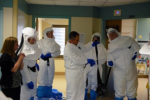Ebola response team members undergo training. In 2015, the World Health Organization warned that unpredictable epidemics such as the Ebola crisis in West Africa could divert efforts and resources away from neglected diseases
Credit: Army Medicine/Flickr