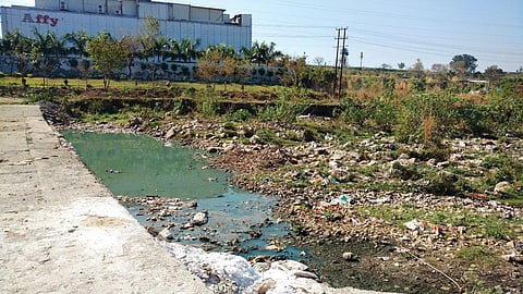 Underground pipes drain wastewater into the open behind pharma plants in Baddi (Photographs: Rajeshwari Sinha)