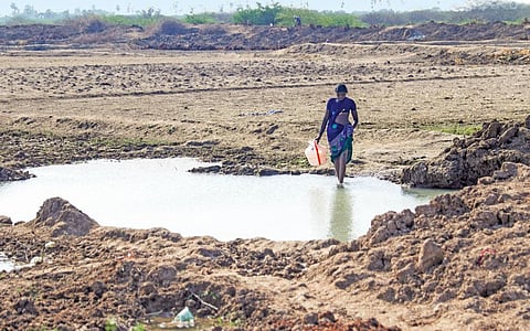 A puddle created by the spillover from a borewell is the only source of free water for the residents of Nagakuri village in the Cauvery delta of Tamil Nadu (Photo  Bhaskarjyoti Goswami)