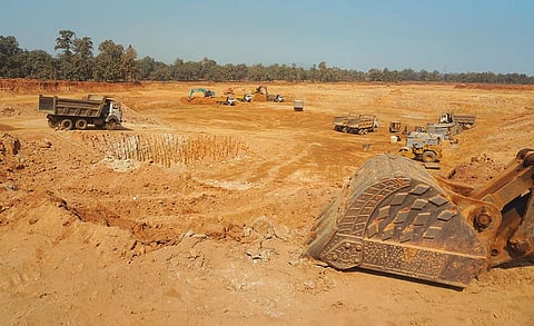 TRN Energy has continued the construction of an ash pit on land it has allegedly acquired illegally in Chhattisgrah's Katangdi village despite a High Court stay order (Photo: Ishan Kukreti)