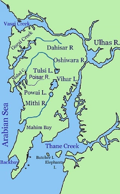The rivers and lakes of Mumbai      Credit: Wikimedia Commons