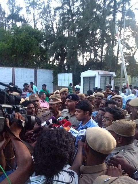 District collector Sandeep Nanduri speaking to the press after sealing Sterlite plant and says that the shut down is permanent. Credit: Akshit Sangomla