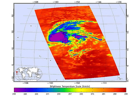 This image shows Hurricane Lane as observed by the Atmospheric Infrared Sounder (AIRS) instrument on NASA's Aqua satellite on Thursday, August 23.
Credits: NASA/JPL-Caltech