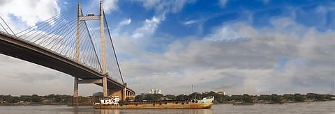 An old rusty ship anchored near the Vidyasagar Setu on the river Hooghly at Kolkata.    Credit: Getty Images