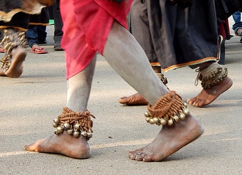 Gond tribals, performing Ghussadi dance, associated with farming. Credit: Getty Images 