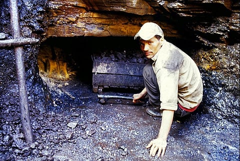 A file photo of a worker at a rat-hole coal mine in Meghalaya. Credit:Monali Zeya Hazra/CSE