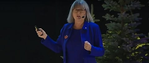 Professor Donna Strickland delivering the Nobel Lecture in Physics 2018. Credit: Nobel Prize Web site 